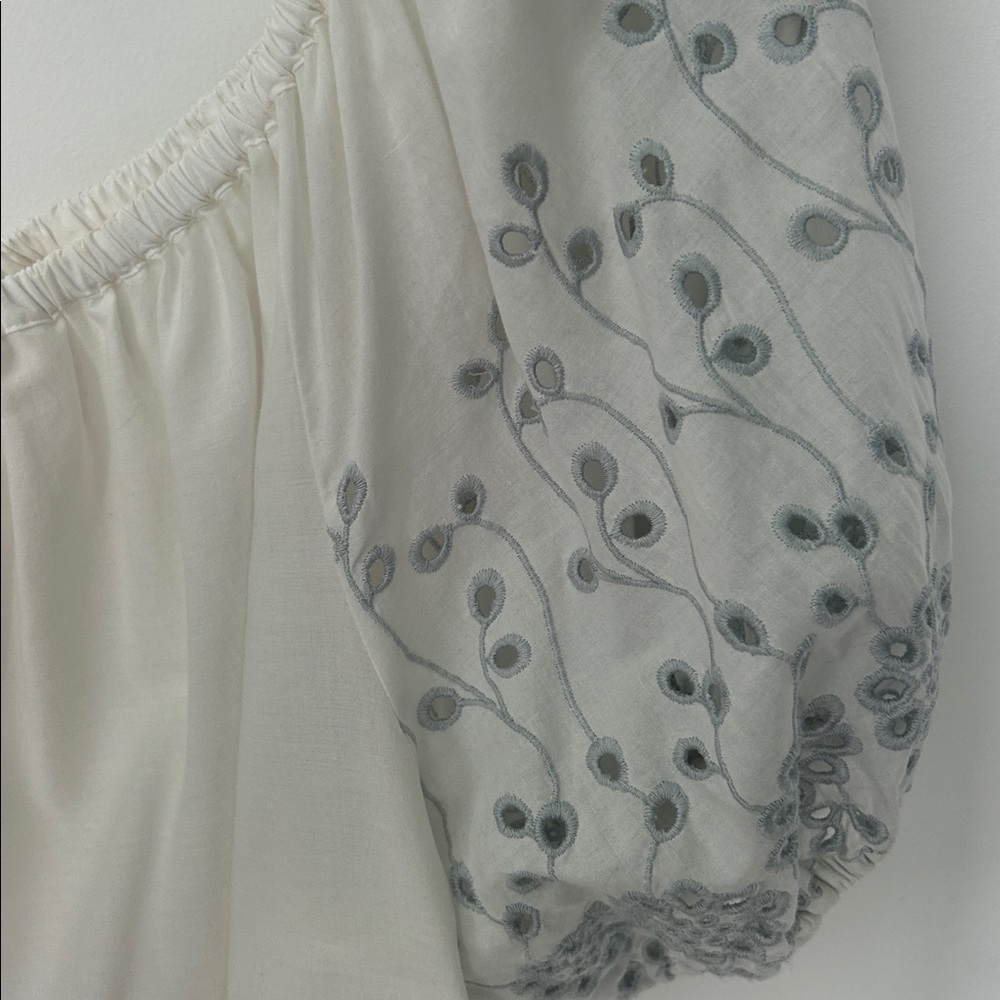 See By Chloe White off Shoulder Top with Light Blue Embroidery - Picture 3 of 5